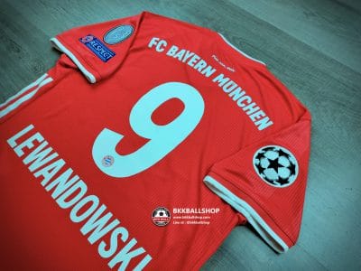 เสื้อฟุตบอล Bayern Munich Home บาเบิร์น มิวนิค เกรด player 2020-21 9 LEWANDOVSKI พร้อมอาร์มแชมป์เปี้ยนลีค - 02